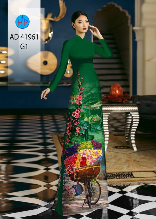 Vải Áo Dài Phong Cảnh Tết AD 41961 10